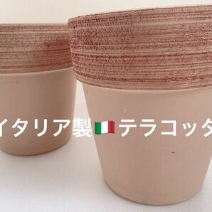 テラコッタ　植木鉢　素焼き　陶器　ブラウン　2個セット　イタリア製　M