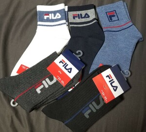 FILA　フィラ　23-25cm　ロゴ入　ソックス　靴下　５足セット②　新品未使用品　スポーツ　スニーカーソックス