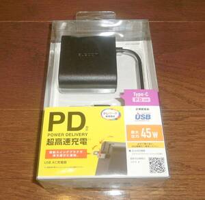 * new goods unopened Elecom AC adaptor Type-C PD correspondence 45W ACDC-PD0145BK