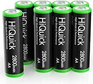 HiQuick 単3電池 充電式 単三ニッケル水素電池 2800mAh 充電池 単3形 8本入り 液漏れ防止 約1200回使用可能