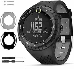 対応 Suunto Core バンド 【保護ケース2個付き】 2色配色 シリコン製 スントコア 交換バンド 取付工具付き ソフ