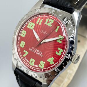 [ passion ]* Oris /ORIS* wristwatch men's red machine hand winding Vintage same day shipping 