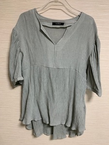 w closet チュニック風カットソーTシャツ　五分袖　ミントグリーン　F