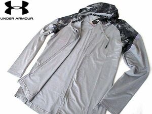 新品▼アンダーアーマー 　高機能　ジップフーディージャケット　グレー×ブラックタイダイ柄　UA RUSH　INFRARED (M) UNDER ARMOUR