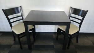 【直接引取可】⑨ダイニング テーブル チェア 3点セット 机 椅子 2脚 2人掛 カフェ モダン