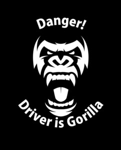Danger! Driver is Gorilla カッティングステッカー　ゴリラ　ごりら　猿　ドライブ　車　あおり運転　煽り運転　ギャグ　切文字ステッカー