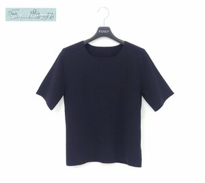 FOXEY ニットトップ レネイ 38 ミッドナイトブルー レーヨンBLEND '23年商品 43580