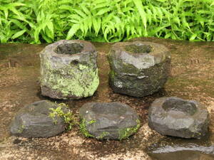  камень горшок . шт ширина 11.5~13.5cm полная масса 5kg цветочный горшок двор камень Kyushu производство натуральный камень 