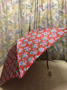 レノマ renoma 晴雨兼用 UVカット 紫外線防止加工 折りたたみ傘 花柄 赤 新品 