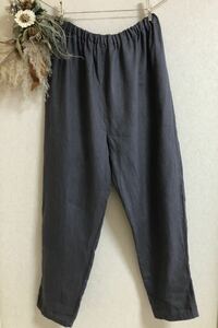  hand made : dark gray linen tapered pants :