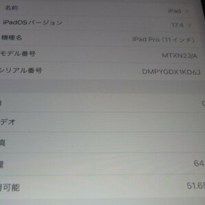 Apple iPad Pro 11インチ 第1世代 Wi-Fi 64GB MTXN2J/A 即決送料無料の画像3