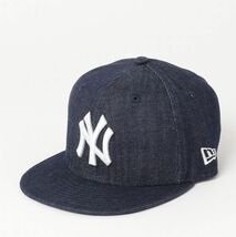 #古着屋大和 NEWERA ニューヨーク ヤンキース ユース キッズ 子供 ジュニア レディース インディゴブルー デニム スナップバック キャップ_画像1