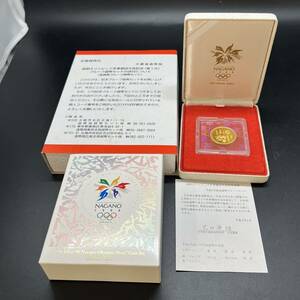  Nagano Olympic winter contest convention memory 10000 jpy gold coin original gold 15.6g Jump Heisei era 9 year box * case attaching unused 18022 U60