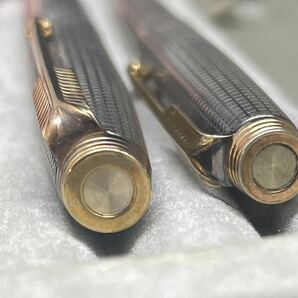 PARKER パーカー STERLING CAP&BARREL 格子 万年筆 ボールペン 筆記未確認 14Kペン先 F スターリング 17829の画像9