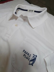 パパスプラス　Papas＋　ポロシャツ　ホワイト　L サイズ
