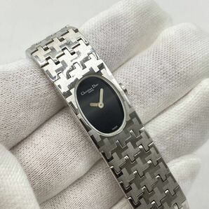 Christian Dior クリスチャン・ディオール D70-100 ミスディオール ブラック文字盤 黒 SS クォーツ レディース 腕時計 QZ の画像4
