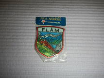 ノルウェーNORWAY FLAM ビンテージ 刺繍ワッペン/北欧スーベニア鉄道アップリケ_画像1