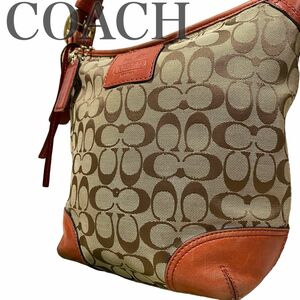 コーチ　COACH ショルダーバッグ　クロスボディ　斜め　ななめかけ　キャンバス　レザー　シグネチャー　茶　赤　レディース