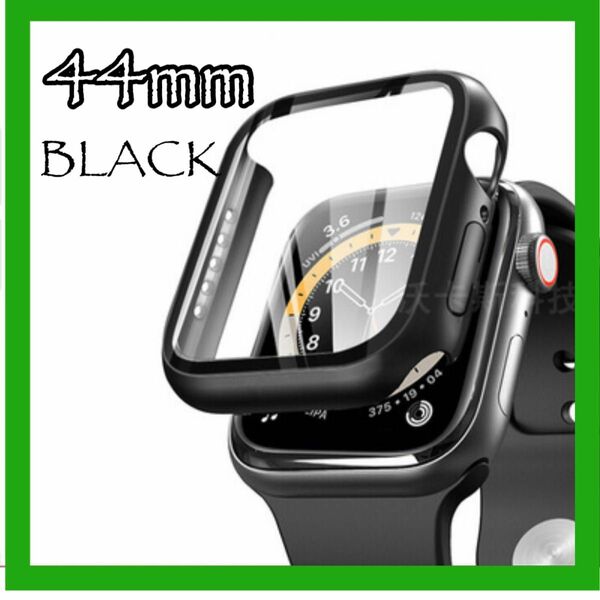 Apple Watch カバー アップルウォッチ Series ブラック 強化 PC素材 黒 44mm 腕時計カバー 保護ケース