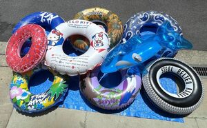 [E600] swim ring 11 point set sale unopened 2 point equipped 100cm/120cm etc. sea river playing in water 
