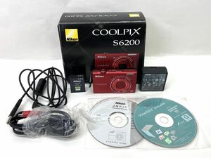 【E681】美品 Nikon ニコン COOLPIX クールピクス S6200 コンパクトデジタルカメラ レッド バッテリー 充電器付 レトロ コンデジ