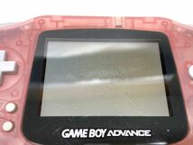 【E815】ゲームボーイアドバンス GBA 本体 AGB-001 ソフト3本 箱付き アダプターセット 動作確認済み レトロゲーム クリアピンク系_画像3