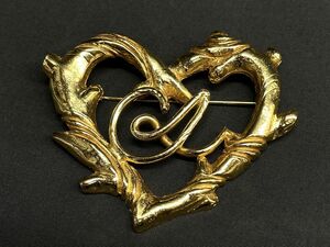 [E962] редкий прекрасный товар высококлассный Vintage Christian Lacroix Christian Lacroix брошь Heart Gold цвет Logo аксессуары b