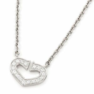  Cartier C Heart necklace K18WG new goods finish settled diamond Heart C Heart diamond pave diamond white gold used free shipping 