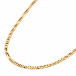  flat necklace 6 surface double 50cm 10.2g K18YG structure . department official certification stamp K18 yellow gold ki partition necklace used free shipping 