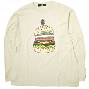 Mr.DEADWAX BROTHERS ミスターデッドワックスブラザーズ 5.6oz BURGER L/S T SHIRTS ハンバーガープリント ロングスリーブTシャツ XL BEIGE