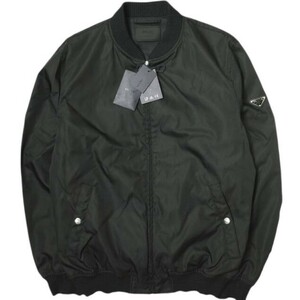 PRADA プラダ 22AW Re-Nylon PLATE LOGO BOMBER JACKET 三角プレートロゴ ナイロンボンバージャケット SGH038 R121 1WQ8 54 ブラック MA-1