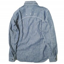 LAND OF FREEDOM ランドオブフリーダム 日本製 シャンブレーワークシャツ 1277-699-0096 M ブルー 長袖 トップス g16624_画像2