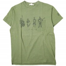 Engineered Garments エンジニアードガーメンツ Printed Cross Crew Neck T-shirt - MUSICIANS クロスオーバーポケットTシャツ S Olive_画像1