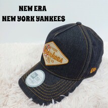 NEW ERA ニューエラ ヤンキース デニム キャップ 帽子 メンズ ブラック 黒_画像1