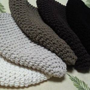 年中被れる 浅型１５㎝▲イスラム帽▲ コットン・綿１００％/黒 細編み ハンドメイドの画像2