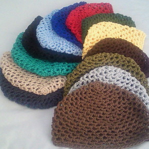 涼しメッシュ ★イスラム帽★ コットン・綿１００％/オリーブ ネット編み ハンドメイドの画像2
