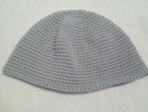 年中被れる 浅型１５㎝▲イスラム帽▲　コットン・綿１００％/グレー　細編み　ハンドメイド_画像1