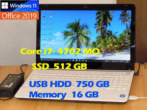 強力 Core i7 / 新品SSD 512GB + USBHD 750GB / 新品 16 GB / Windows11 / BLu-ray /高速 11ac WiFi / LS350TS / Cam /Office/Bluetooth