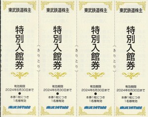 新着★東武鉄道株主★東武博物館★特別入館券★4枚★送料63円～★即決