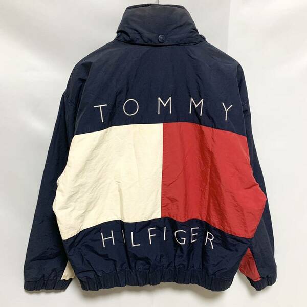 90'S VINTAGE TOMMY HILFIGER BIG FLAGビッグフラッグ ジャケット リバーシブル XL トミーヒルフィガー ビッグロゴ 