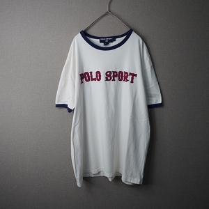 90's Ralph Lauren POLO SPORT ラルフローレン　ポロスポーツ　リンガーTシャツ　Lサイズ　白　ネイビー　