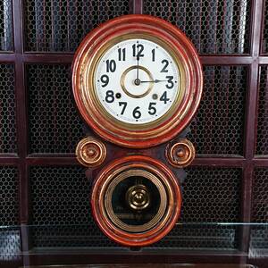A02-0502　アンティーク ダルマ時計 振子時計 掛時計 古時計 ゼンマイ式 ジャンク