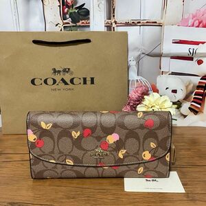 コーチ COACH 長財布 シグネチャー チェリープリント アウトレット 新品未使用