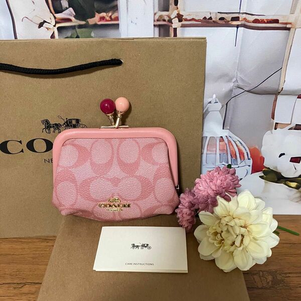 【大人気】コーチ COACH 財布 小銭入れ がま口 アウトレット 新品未使用 ピンク アウトレット 新品未使用