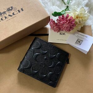 コーチ COACH 2つ折り財布 ブラック アウトレット 新品未使用 並行輸入品