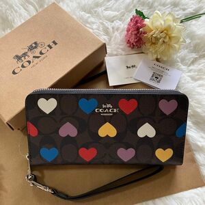 コーチ COACH 長財布 シグネチャー キャンバス・ハート プリント アウトレット 新品未使用 並行輸入品