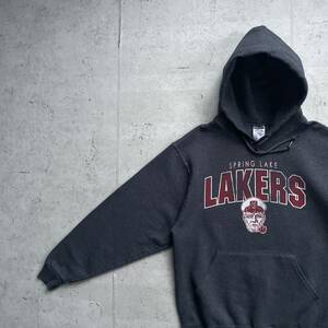 JERZEES ジャージーズ カレッジロゴ LAKERS プルオーバー パーカー チャコールグレー M