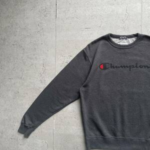 champion チャンピオン プリント ワンポイントロゴ クルーネック スウェット トレーナー チャコールグレー M