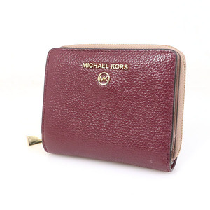 マイケルコース MICHAEL KORS ボルドー レザー 二つ折り財布 レディース【xx】【中古】4000014801201227