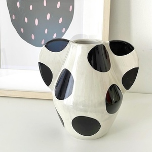 新品即決☆オランダDot-patterned ceramic vase☆ドット柄 陶器フラワーベース 花瓶
